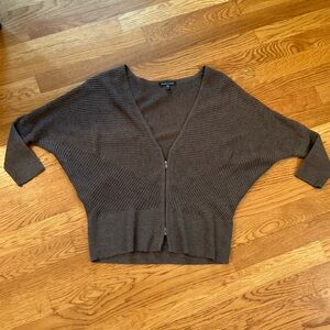 Eileen Fisher- Versatile Batwing Gray Double Zipper Cardigan. Size XS
